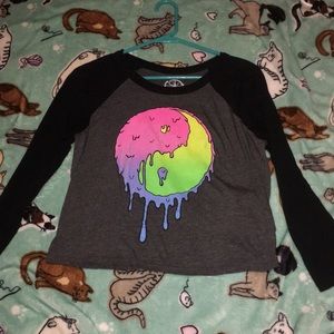 Acid drip ying yang baseball crop top
